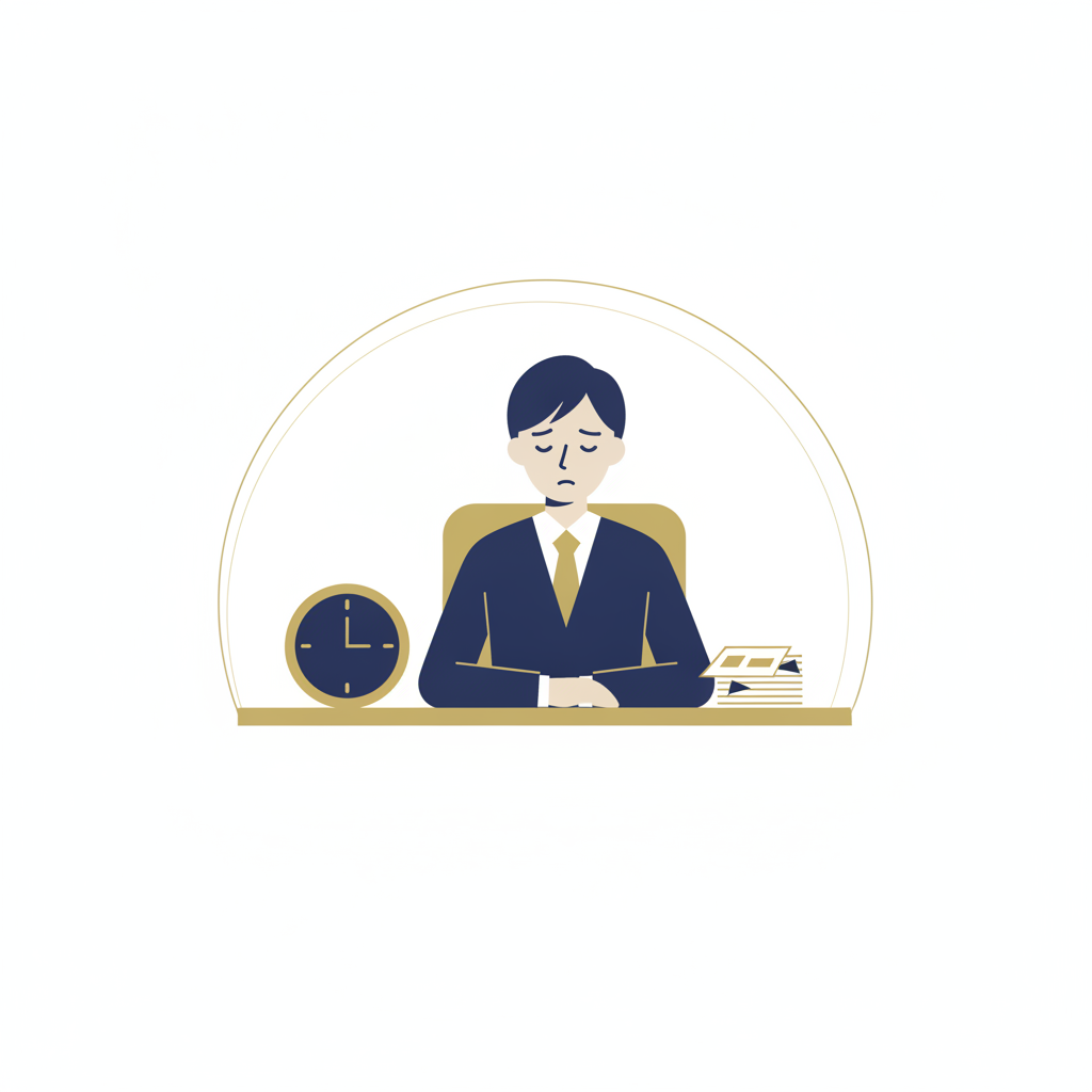 夜遅くまで日報作成に追われる営業担当者のイラスト