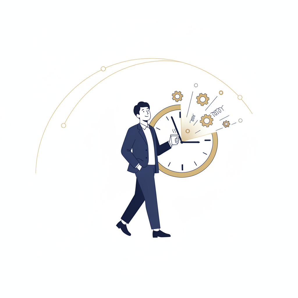 日報に奪われていた時間を取り戻し、身軽になった営業担当者のイラスト